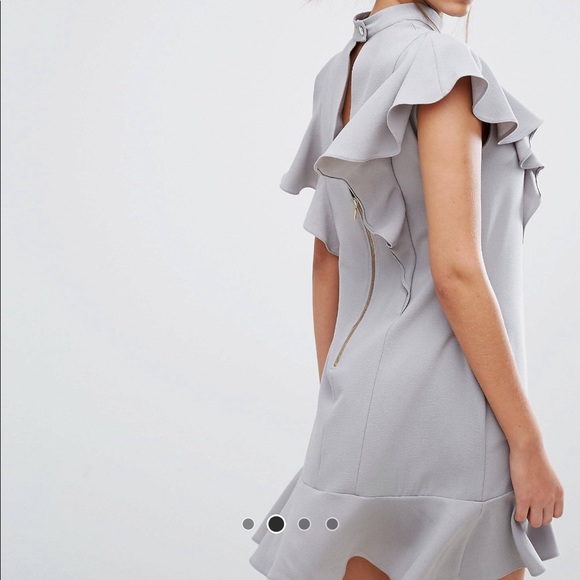 Grey London Ruffle Dress with Peplum Hem - Picture 2 of 3